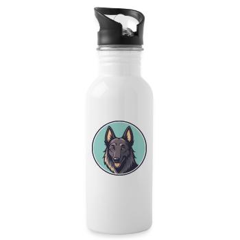 Belgische Groenendael Hunderasse Lustige Karikatur Kawaii - Trinkflasche mit integriertem Trinkhalm - Weiß - Rechts