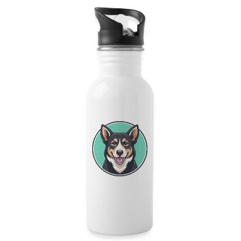 Schwarz Tan Hund Rasse Cartoon Kawaii Clipart Tier - Trinkflasche mit integriertem Trinkhalm - Weiß - Rechts