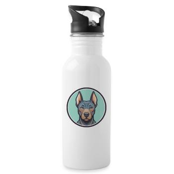 Bleu Thai Ridgeback Chien Race Drôle Dessin Animé Kawaii - Gourde avec paille intégrée - blanc - Droite