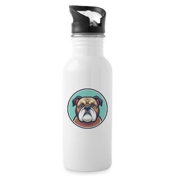 Bouledogue Chien Race Dessin animé Personnage Kawaii Clipart - Gourde avec paille intégrée - blanc - Droite