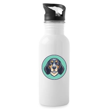 Bluetick Coonhound Dog Breed Cartoon Kawaii - Water bottle with straw - white - Right