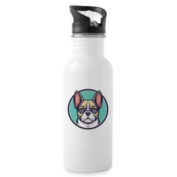 Ca De Bou Hunderasse Cartoon Kawaii Clipart Tier - Trinkflasche mit integriertem Trinkhalm - Weiß - Rechts