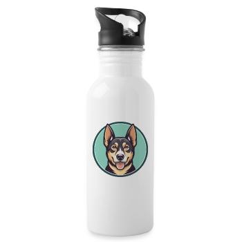 Cao da Serra De Aires Hunderasse Cartoon Kawaii Haustier - Trinkflasche mit integriertem Trinkhalm - Weiß - Rechts