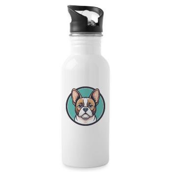 Chien Francais Blanc Et Orange Dog Breed Cartoon - Water bottle with straw - white - Right