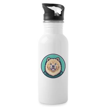 Chow Chow Hund Rasse Karikatur Kawaii Clipart Tier - Trinkflasche mit integriertem Trinkhalm - Weiß - Rechts