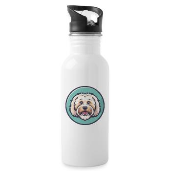 Coton De Tulear Chien Race Dessin animé Kawaii Clipart - Gourde avec paille intégrée - blanc - Droite