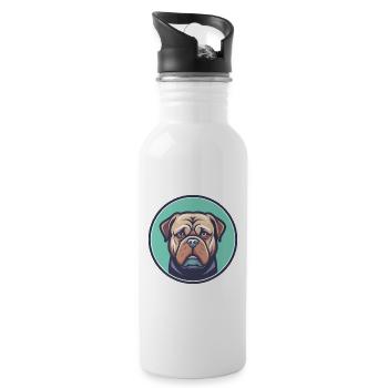 Dogge De Bordeaux Hunderasse Cartoon Kawaii Clipart - Trinkflasche mit integriertem Trinkhalm - Weiß - Rechts