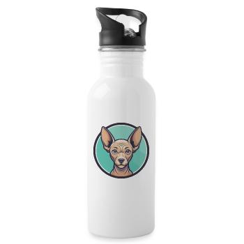 Ecuadorianische haarlose Hunderasse Lustige Karikatur Kawaii - Trinkflasche mit integriertem Trinkhalm - Weiß - Rechts