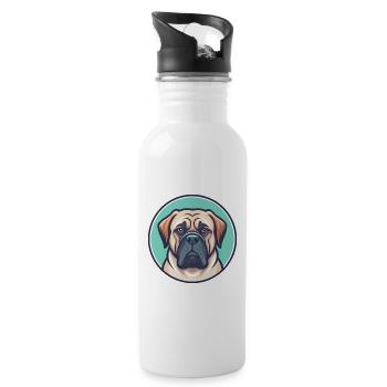 Englische Dogge Hund Rasse Karikatur Kawaii Clipart - Trinkflasche mit integriertem Trinkhalm - Weiß - Rechts