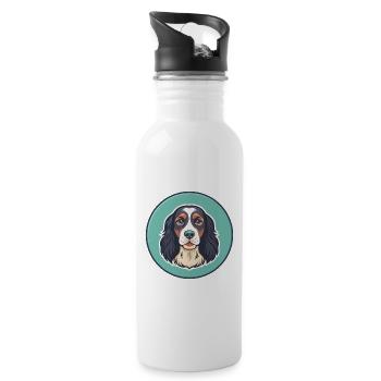 German Spaniel Dog Breed Cartoon Kawaii Clipart - Water bottle with straw - white - Right