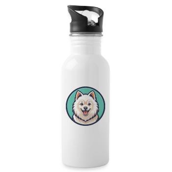 Spitz japonais chien race dessin animé Kawaii Clipart - Gourde avec paille intégrée - blanc - Droite
