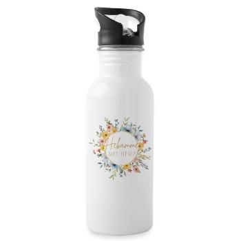 Hebamme mit Herz - personalisierbares Design - Trinkflasche mit integriertem Trinkhalm - Weiß - Rechts