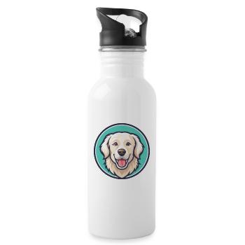 Kuvasz Chien Race Dessin animé Kawaii Clipart Animal Animal de compagnie - Gourde avec paille intégrée - blanc - Droite