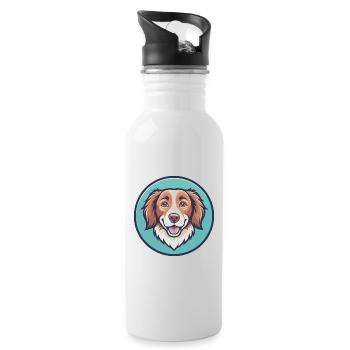 Nova Scotia Duck Tolling Retriever Dog Cartoon Pet - Water bottle with straw - white - Right