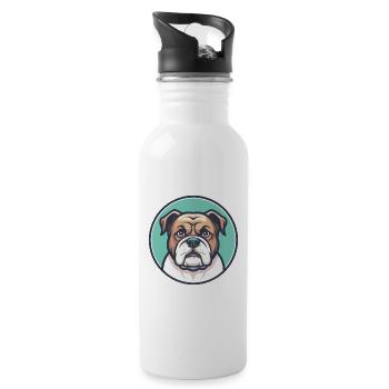 Olde English Bulldogge Dog Breed Cartoon Kawaii - Water bottle with straw - white - Right