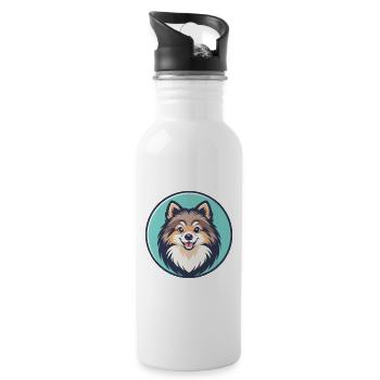 Nordic Spitz Dog Breed Cartoon Kawaii Clipart Pet - Water bottle with straw - white - Right
