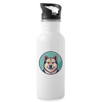 Norvégien Buhund Chien Race Dessin animé Kawaii Clipart - Gourde avec paille intégrée - blanc - Droite