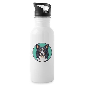 Patagonian Sheepdog Dog Breed Funny Cartoon Kawaii - Water bottle with straw - white - Right