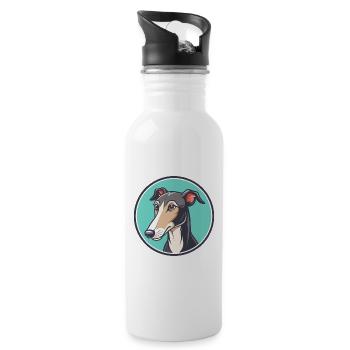 Lévrier polonais chien race dessin animé Kawaii Clipart - Gourde avec paille intégrée - blanc - Droite