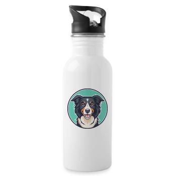 Picardy Sheepdog Dog Breed Cartoon Kawaii Clipart - Water bottle with straw - white - Right