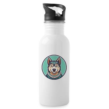 Polynesische Hunderasse Cartoon Kawaii Clipart Tier - Trinkflasche mit integriertem Trinkhalm - Weiß - Rechts