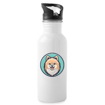 Pommersche Spitz Hunderasse Cartoon Kawaii Clipart - Trinkflasche mit integriertem Trinkhalm - Weiß - Rechts