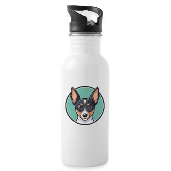 Rat Terrier Dog Breed Funny Cartoon Kawaii Clipart - Water bottle with straw - white - Right