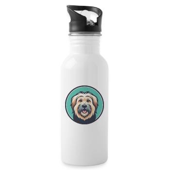 chien de berger des Pyrénées race de chien dessin animé Kawaii Clipart - Gourde avec paille intégrée - blanc - Droite