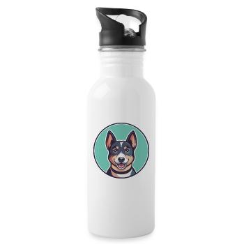 Sapsali Dog Breed Cartoon Character Kawaii Clipart - Water bottle with straw - white - Right
