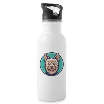 Silky Terrier Hund Rasse Cartoon Kawaii Clipart Haustier - Trinkflasche mit integriertem Trinkhalm - Weiß - Rechts