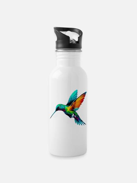 Kolibri - Trinkflasche mit integriertem Trinkhalm - Weiß