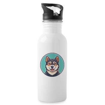 Taigan Dog Breed Cartoon Kawaii Clipart Animal Pet - Water bottle with straw - white - Right