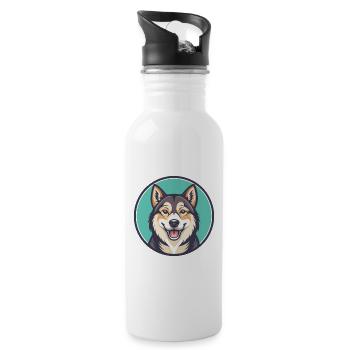 Sibérie occidentale Laïka race de chien drôle dessin animé Kawaii - Gourde avec paille intégrée - blanc - Droite
