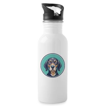 Tyrolean Hound Dog Breed Cartoon Kawaii Clipart - Water bottle with straw - white - Right