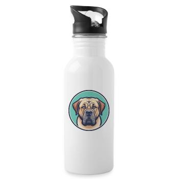 Spanish Mastiff Dog Breed Cartoon Kawaii Clipart - Water bottle with straw - white - Right