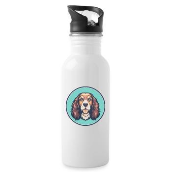 Sussex Spaniel Dog Breed Cartoon Kawaii Clipart - Water bottle with straw - white - Right