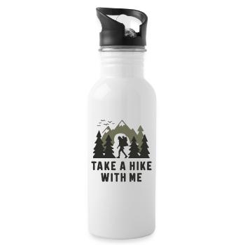Hikers Hiking Mountains Forests Nature - Water bottle with straw - white - Right