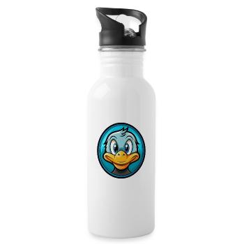 Ente Bunte Kawaii Cartoon Figur Clipart Haustier - Trinkflasche mit integriertem Trinkhalm - Weiß - Rechts