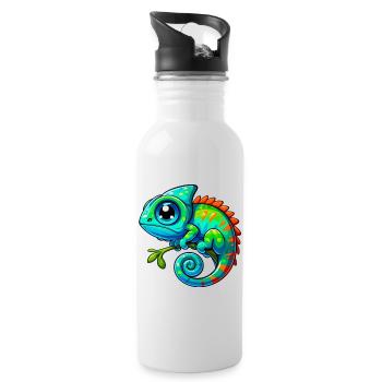 Chameleon - Water bottle with straw - white - Right
