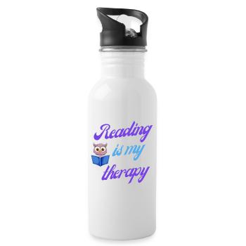 Lesetherapie-Geschenk - Trinkflasche mit integriertem Trinkhalm - Weiß - Rechts