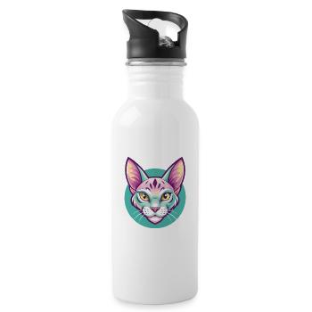 Ocicat Chat Race Dessin Animé Kawaii Animal Animal Pet - Gourde avec paille intégrée - blanc - Droite