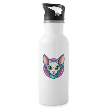 Cornish Rex Katzenrasse Karikatur Kawaii Tier Haustier - Trinkflasche mit integriertem Trinkhalm - Weiß - Rechts