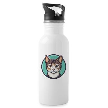 Domestic Cat Breed Cartoon Kawaii Animal Pet - Water bottle with straw - white - Right