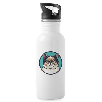 Exotic Shorthair Cat Breed Cartoon Kawaii Animal - Water bottle with straw - white - Right