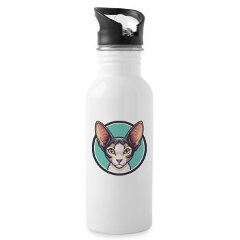 Cornish Rex Katzenrasse Karikatur Kawaii Tier Haustier - Trinkflasche mit integriertem Trinkhalm - Weiß - Rechts