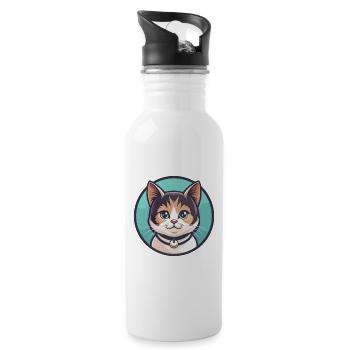 Munchkin Katze Rasse Karikatur Kawaii Tier Haustier - Trinkflasche mit integriertem Trinkhalm - Weiß - Rechts