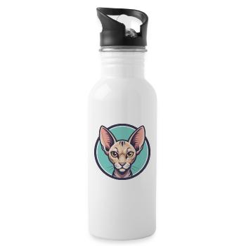 Orientalische Katzenrasse Karikatur Kawaii Tier Haustier - Trinkflasche mit integriertem Trinkhalm - Weiß - Rechts