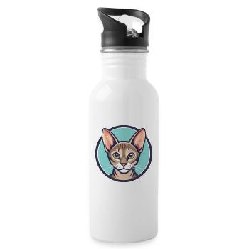 Singapura Katzenrasse Karikatur Kawaii Tier Haustier - Trinkflasche mit integriertem Trinkhalm - Weiß - Rechts