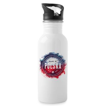 Fabriqué en Pologne Polonais Rouge Blanc Cadeau - Gourde avec paille intégrée - blanc - Droite