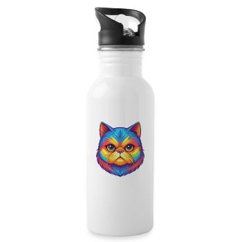 Exotische Kurzhaarkatze Rasse Cartoon Kawaii Tier P - Trinkflasche mit integriertem Trinkhalm - Weiß - Rechts